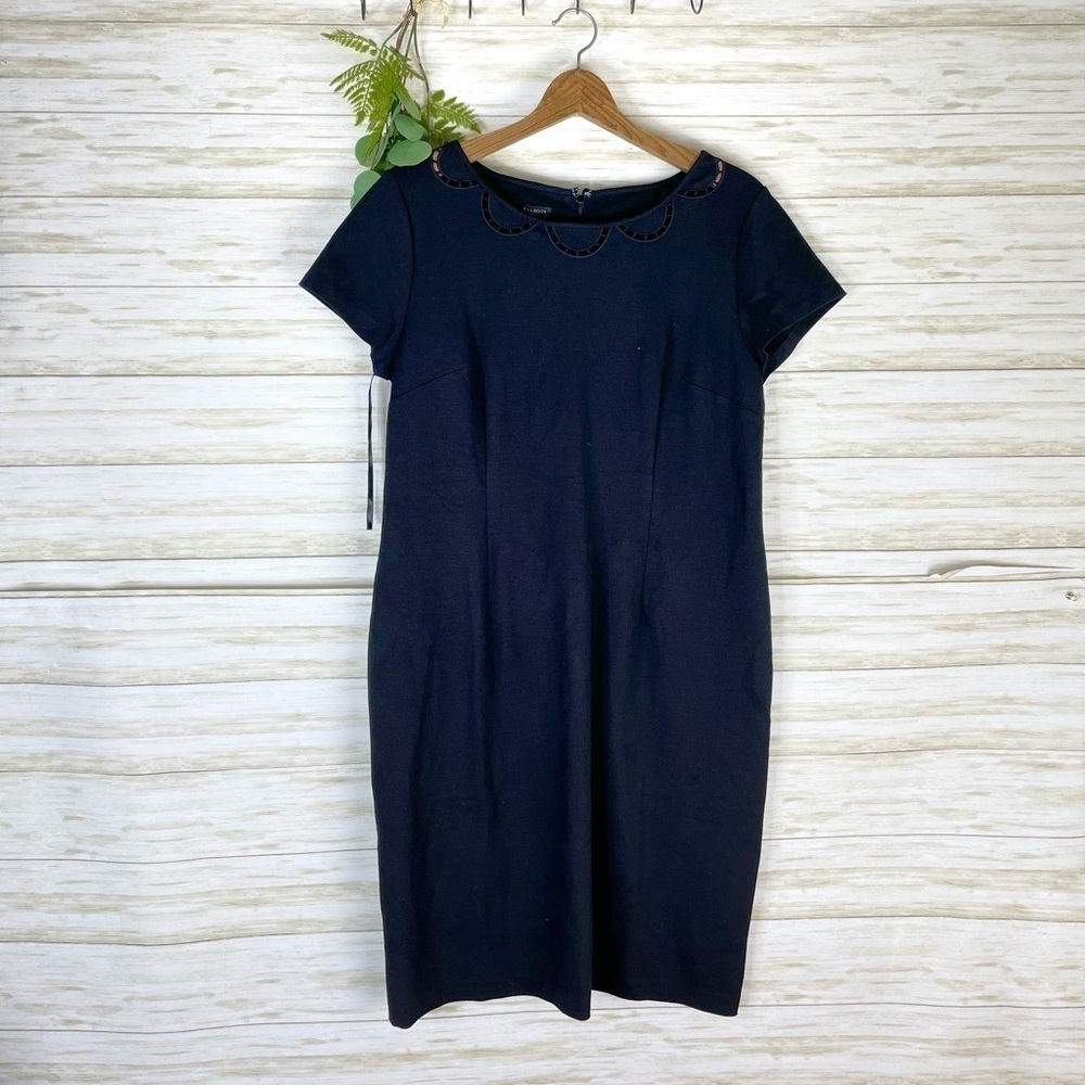 Talbots black Scallop Necklace Sheath Dress